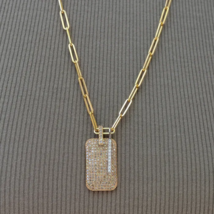14 Karat White Gold and Diamond Single Line Pendant RACHEL LYNN CHICAGO Necklaces