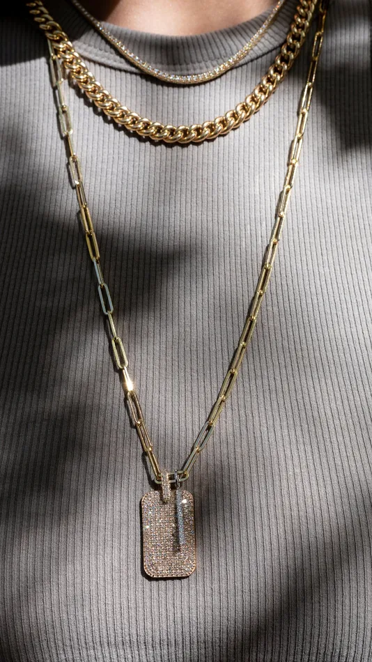 14 Karat White Gold and Diamond Single Line Pendant RACHEL LYNN CHICAGO Necklaces
