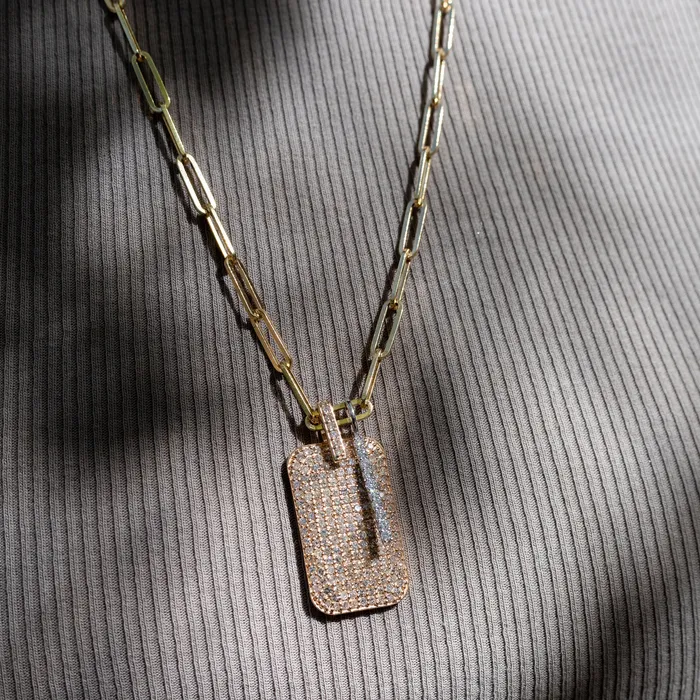14 Karat White Gold and Diamond Single Line Pendant RACHEL LYNN CHICAGO Necklaces