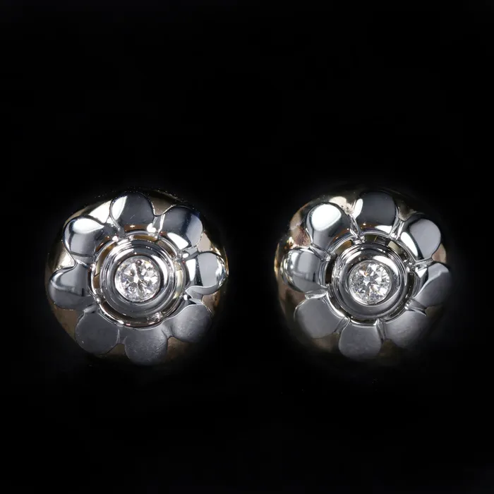 14K White Gold Round Brilliant Cut Diamond Flower Earrings OTC Earrings