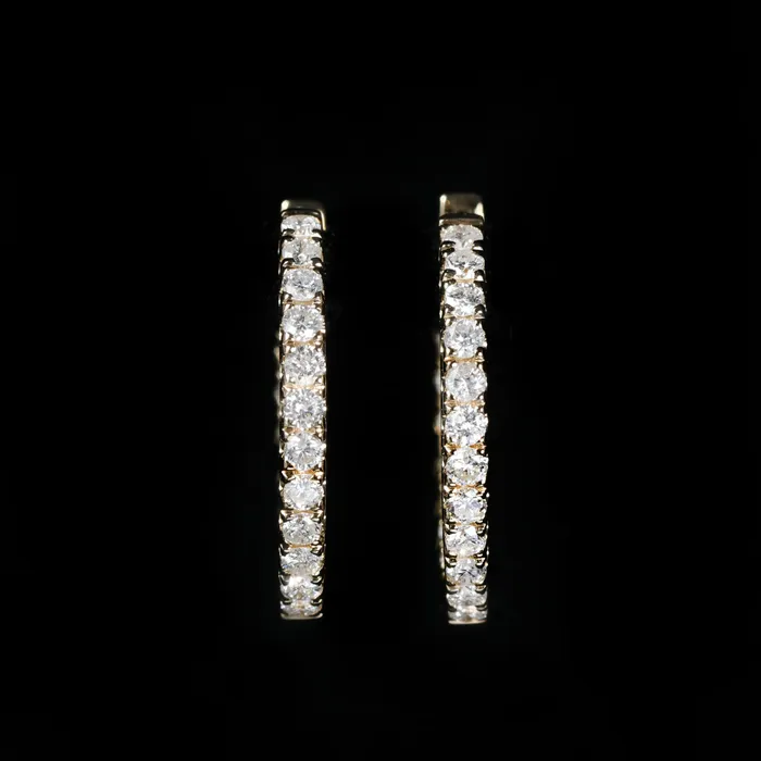 14K Yellow Gold 100 CTW Diamond Inside Out Hoop Earrings Jayme Gillette Earrings