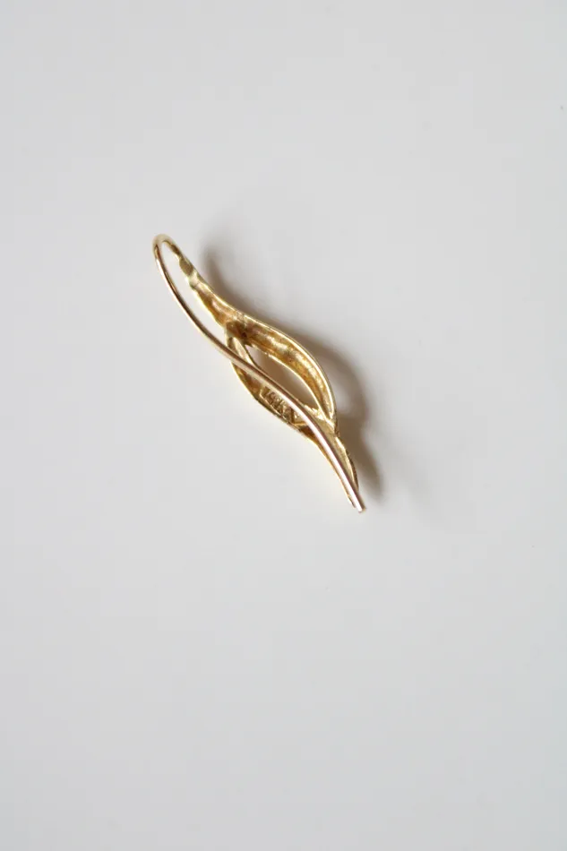 14K Yellow Gold Wave Ear Climber Earrings Jubilee Thrift Earrings