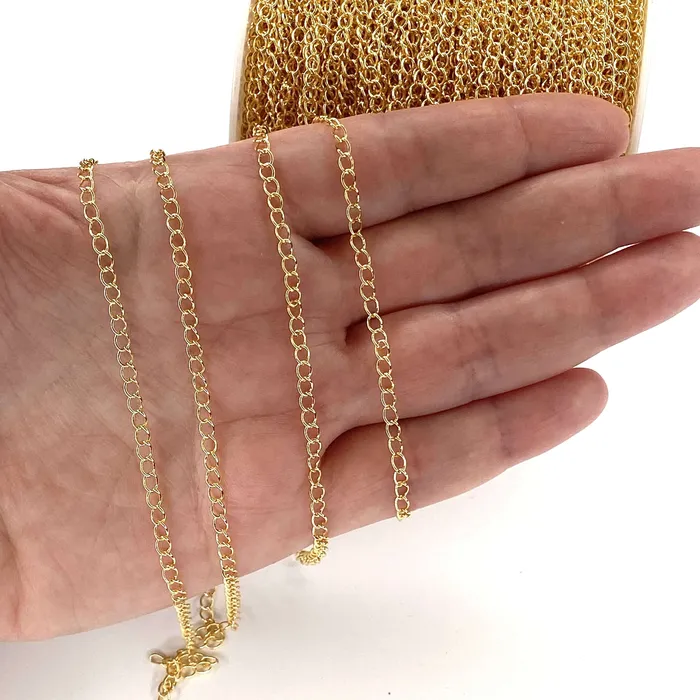 165 Foot 5 Meters Bulk24Kt Gold Plated Extender Chain 3mm Gold Plated Extender Chain Peppy Beads Necklaces 165 Foot 5 Meters Bulk24Kt Gold Plated Extender Chain 3mm Gold Plated Extender Chain Peppy Beads Necklaces