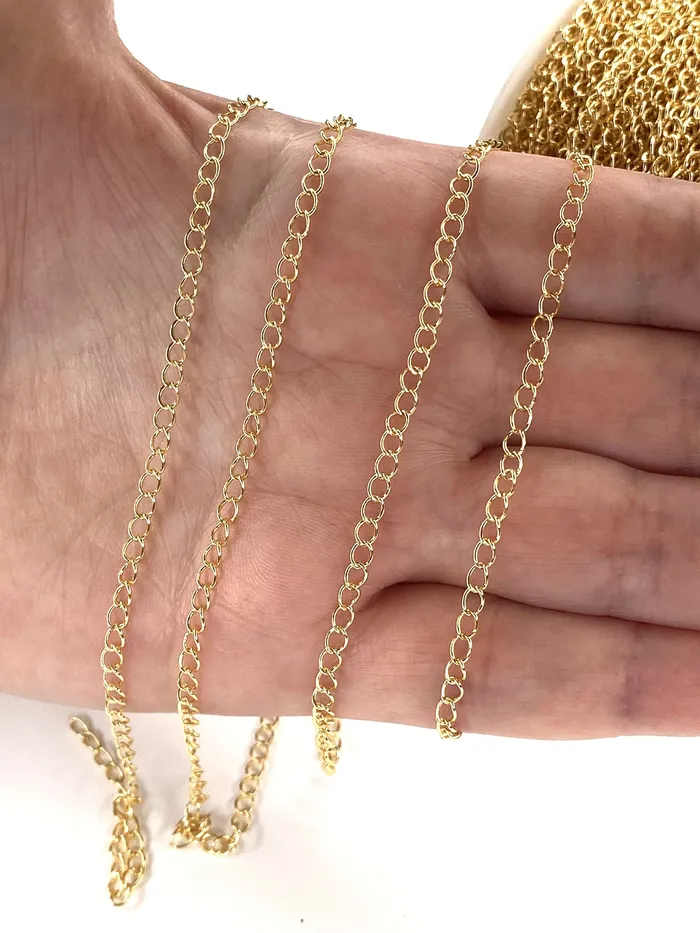 165 Foot 5 Meters Bulk24Kt Gold Plated Extender Chain 3mm Gold Plated Extender Chain Peppy Beads Necklaces 165 Foot 5 Meters Bulk24Kt Gold Plated Extender Chain 3mm Gold Plated Extender Chain Peppy Beads Necklaces