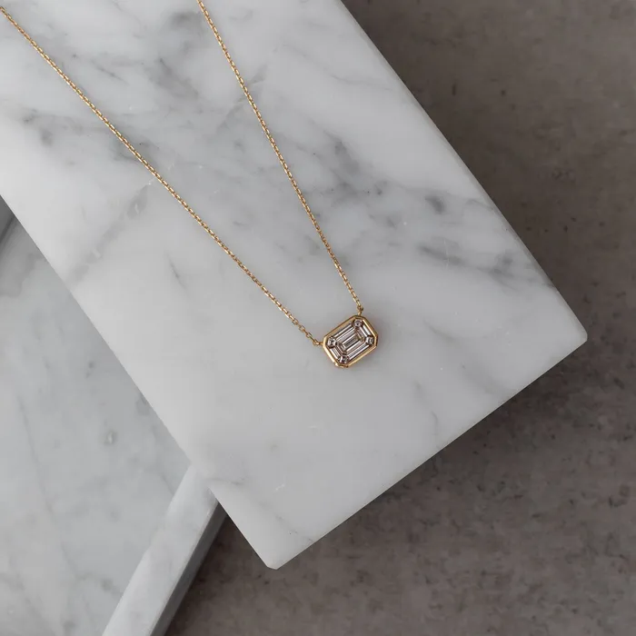 18 Karat Gold Mosaic Diamond Curb Chain Necklace RACHEL LYNN CHICAGO Necklaces