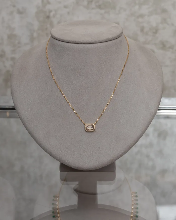 18 Karat Gold Mosaic Diamond Curb Chain Necklace RACHEL LYNN CHICAGO Necklaces