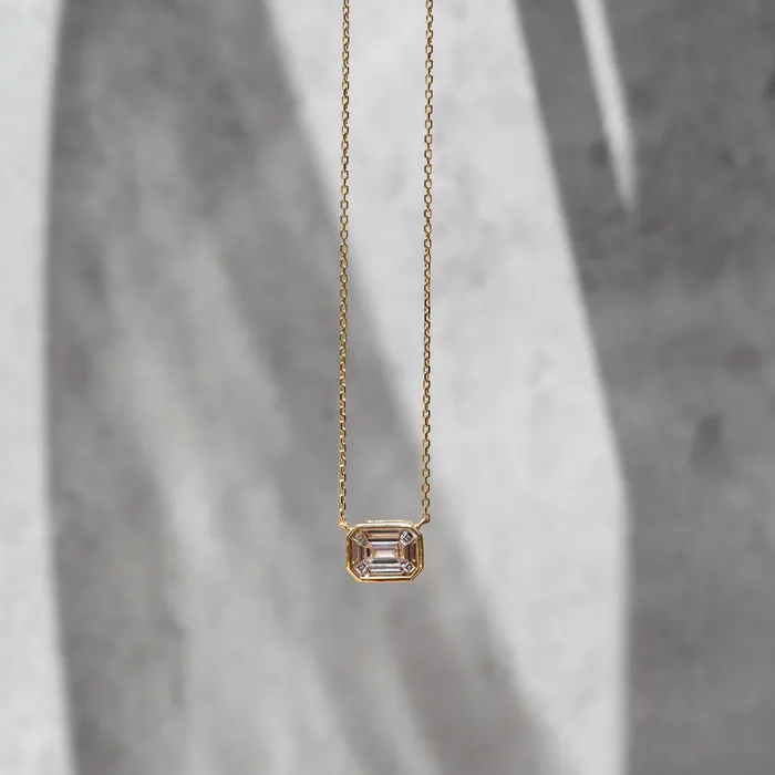 18 Karat Gold Mosaic Diamond Curb Chain Necklace RACHEL LYNN CHICAGO Necklaces