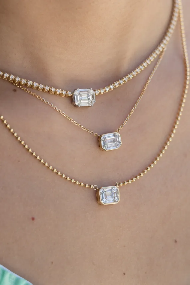 18 Karat Gold Mosaic Diamond Curb Chain Necklace RACHEL LYNN CHICAGO Necklaces