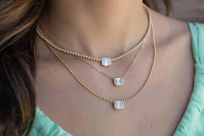 18 Karat Gold Mosaic Diamond Curb Chain Necklace RACHEL LYNN CHICAGO Necklaces