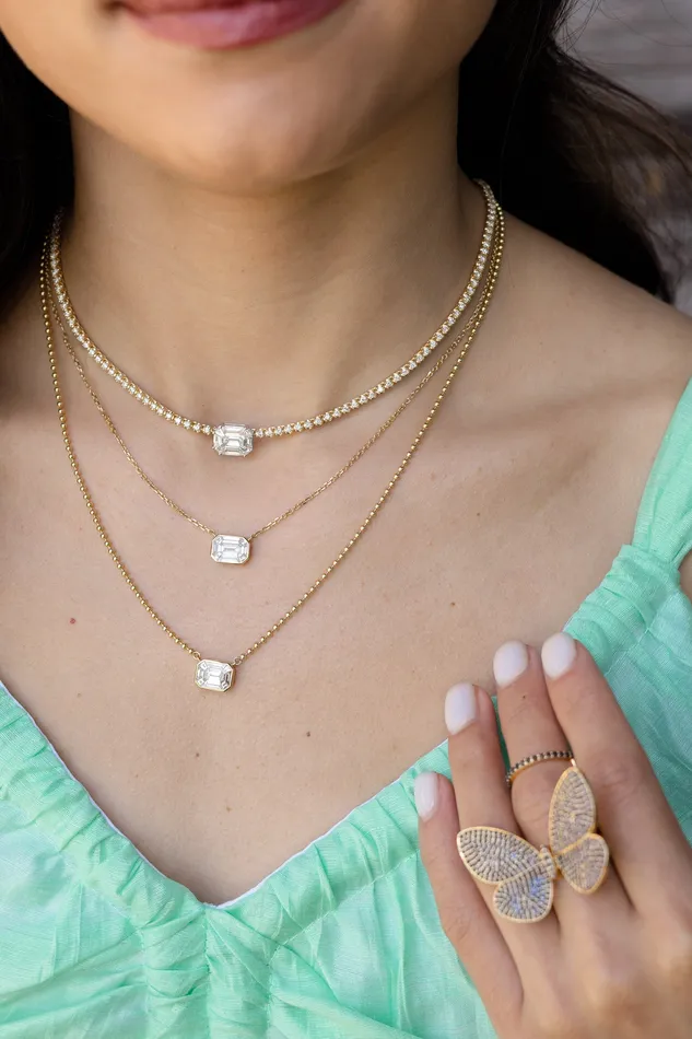 18 Karat Gold Mosaic Diamond Curb Chain Necklace RACHEL LYNN CHICAGO Necklaces