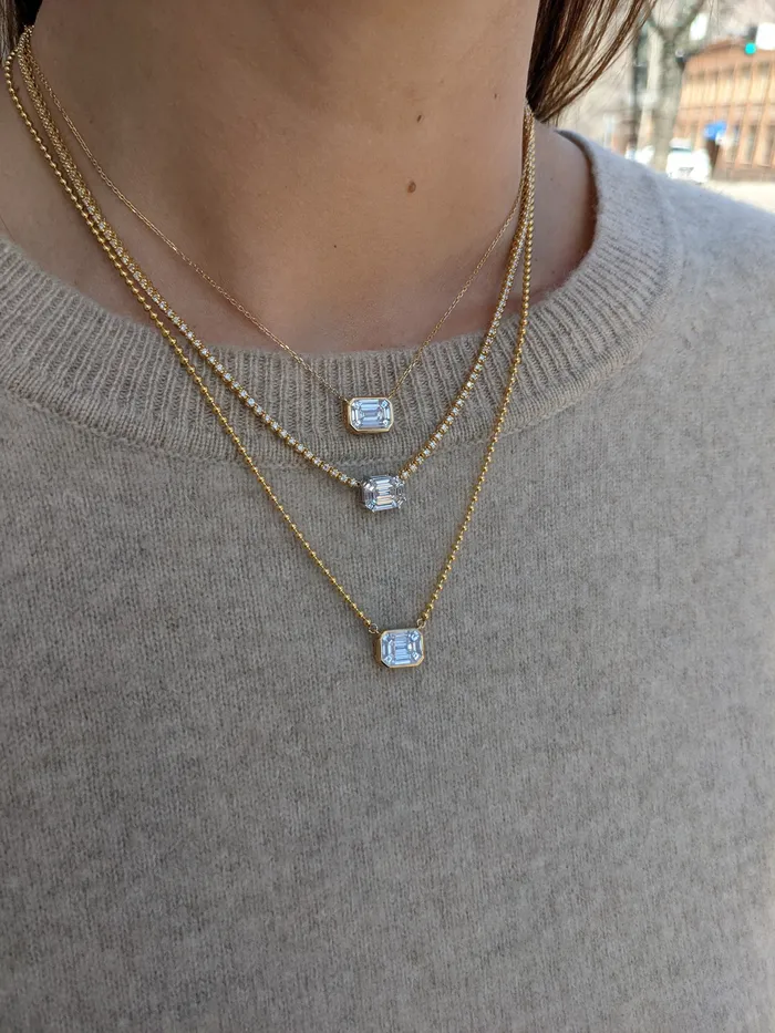 18 Karat Gold Mosaic Diamond Curb Chain Necklace RACHEL LYNN CHICAGO Necklaces