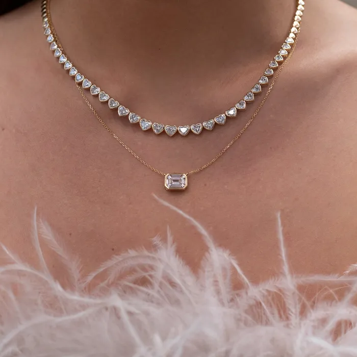 18 Karat Gold Mosaic Diamond Curb Chain Necklace RACHEL LYNN CHICAGO Necklaces