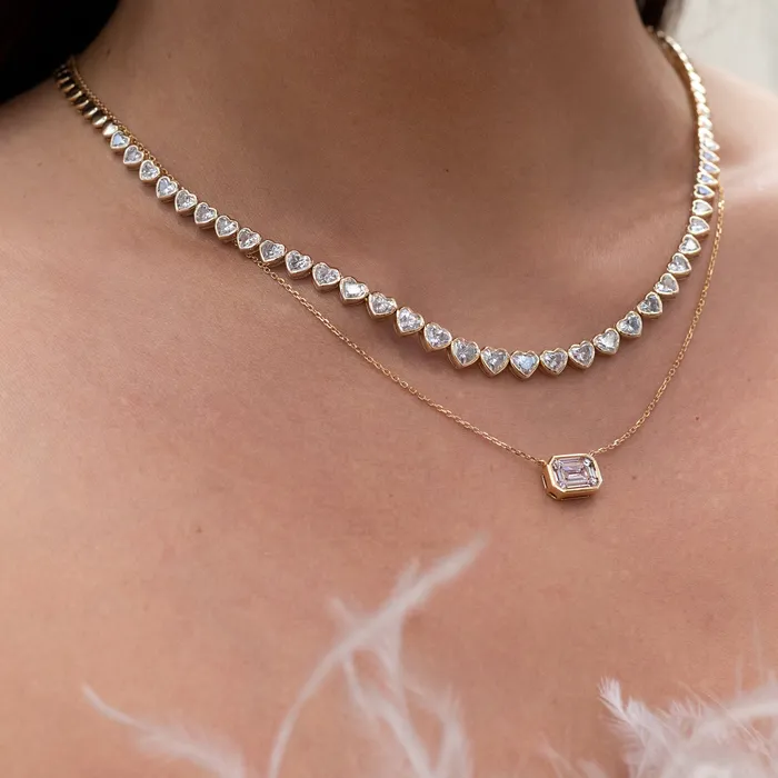 18 Karat Gold Mosaic Diamond Curb Chain Necklace RACHEL LYNN CHICAGO Necklaces