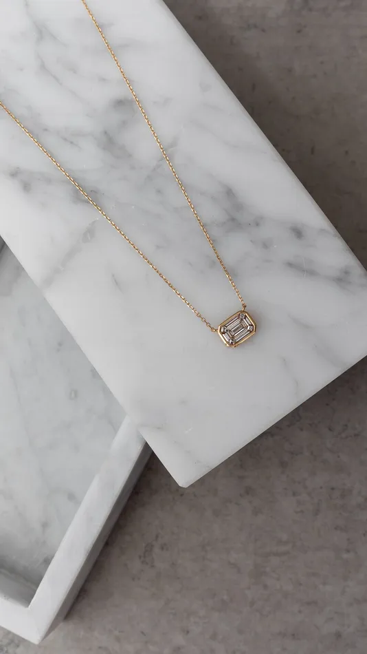 18 Karat Gold Mosaic Diamond Curb Chain Necklace RACHEL LYNN CHICAGO Necklaces