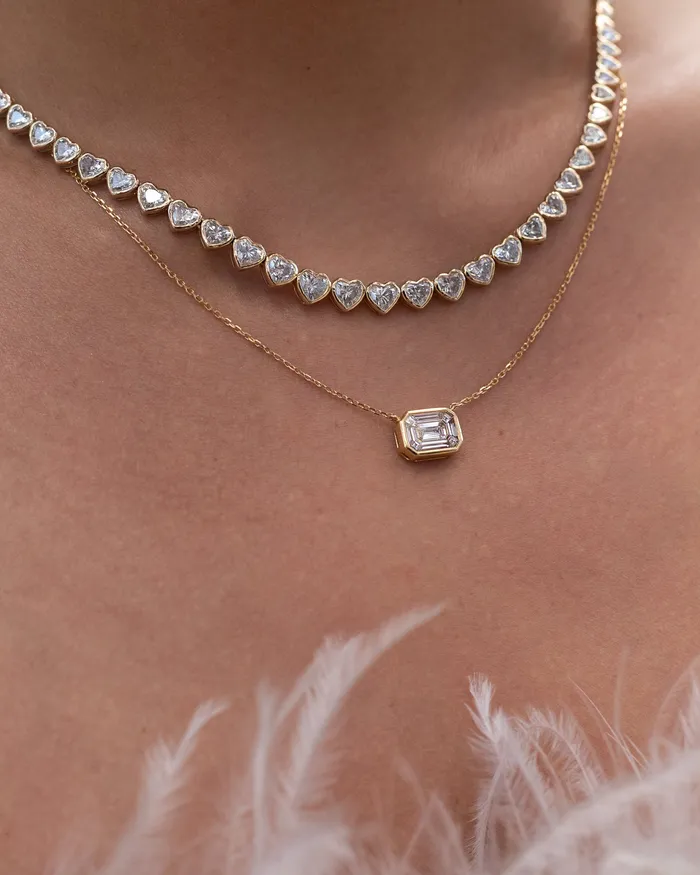 18 Karat Gold Mosaic Diamond Curb Chain Necklace RACHEL LYNN CHICAGO Necklaces