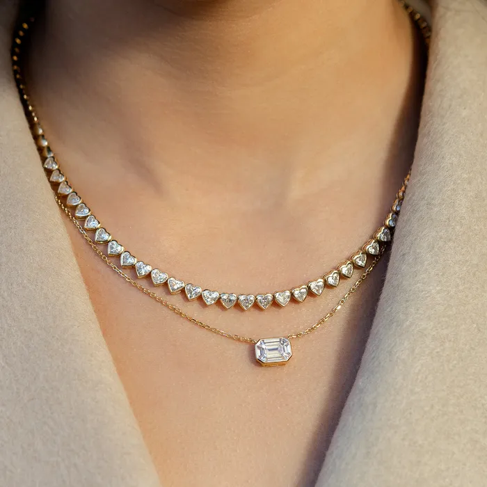 18 Karat Gold Mosaic Diamond Curb Chain Necklace RACHEL LYNN CHICAGO Necklaces