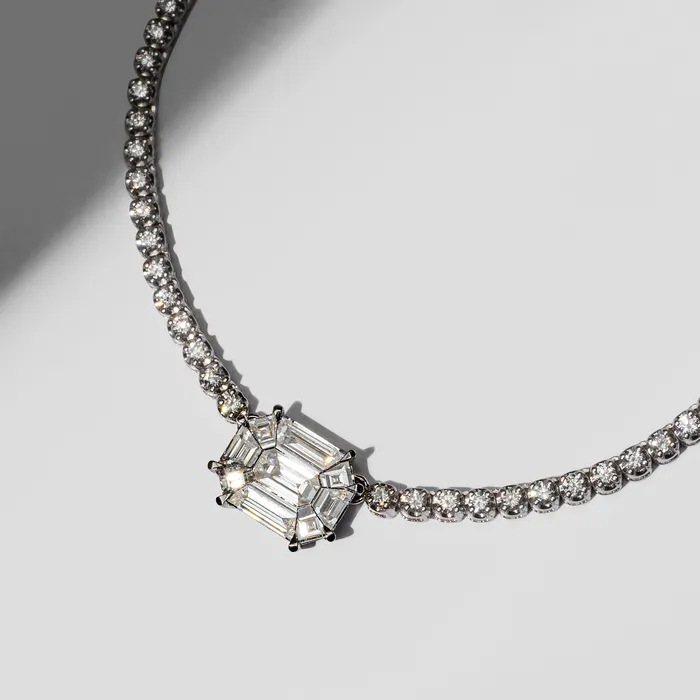 18 Karat White Gold Mosaic 425cts Diamond 1600 Tennis Necklace RACHEL LYNN CHICAGO Necklaces