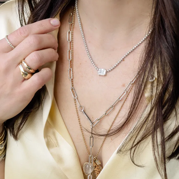 18 Karat White Gold Mosaic 425cts Diamond 1600 Tennis Necklace RACHEL LYNN CHICAGO Necklaces