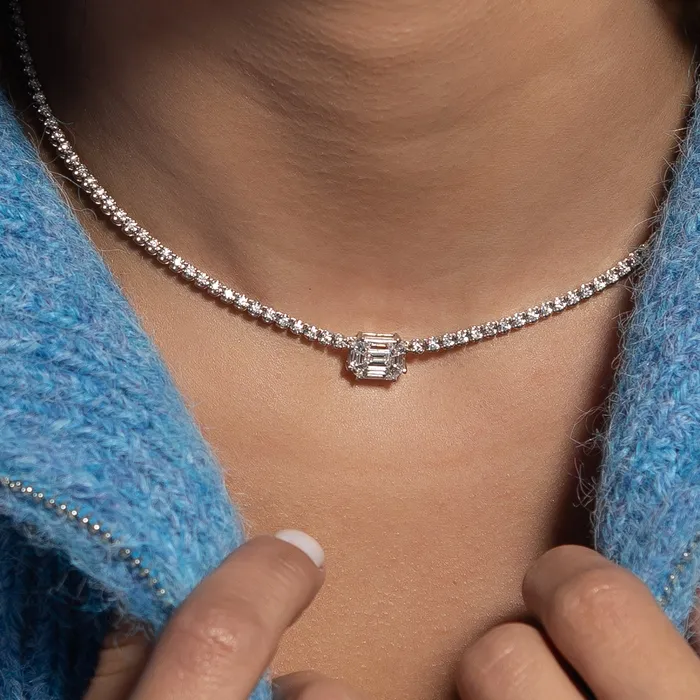 18 Karat White Gold Mosaic 425cts Diamond 1600 Tennis Necklace RACHEL LYNN CHICAGO Necklaces