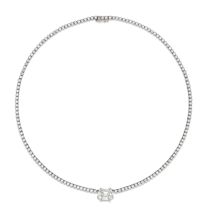 18 Karat White Gold Mosaic 425cts Diamond 1600 Tennis Necklace RACHEL LYNN CHICAGO Necklaces