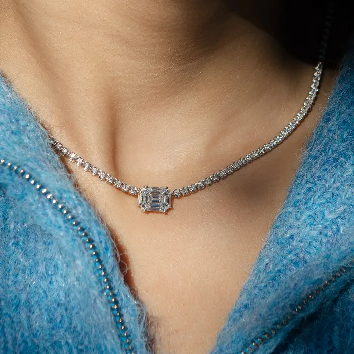 18 Karat White Gold Mosaic 425cts Diamond 1600 Tennis Necklace RACHEL LYNN CHICAGO Necklaces