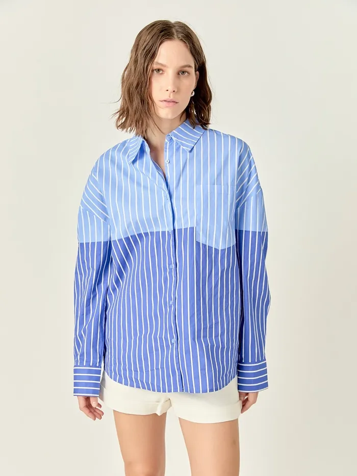 27 August Apparel IncEnglish FactoryEndless Rose Earrings Ellie Colorblock Shirt