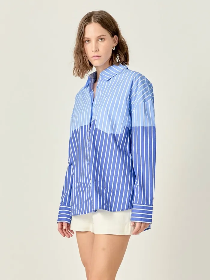 27 August Apparel IncEnglish FactoryEndless Rose Earrings Ellie Colorblock Shirt