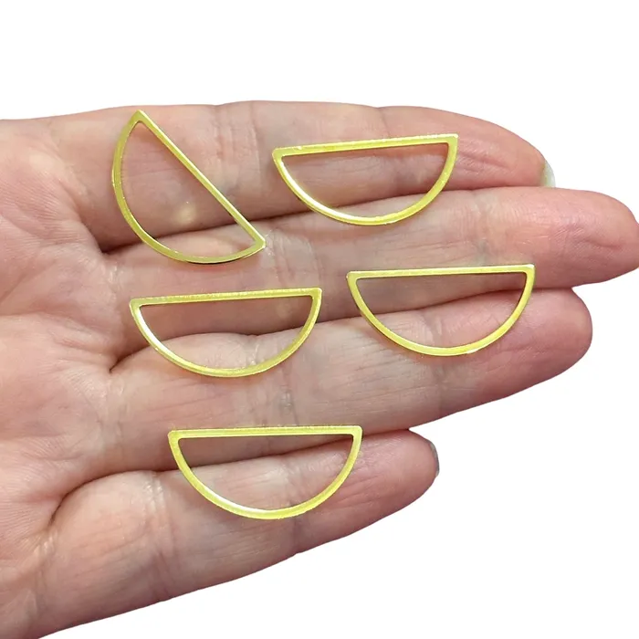 24Kt Gold Plated 26x12mmSemicircle Charms Gold Oval Semicircle Charms 5 pcs in a pack Peppy Beads Earrings