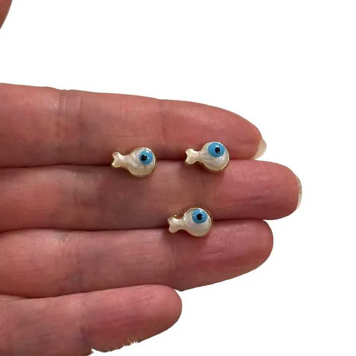 24Kt Gold Plated Double Side Ivory Enamelled Fish Spacer Charms 3 pcs in a pack Peppy Beads Earrings 24Kt Gold Plated Double Side Ivory Enamelled Fish Spacer Charms 3 pcs in a pack Peppy Beads Earrings