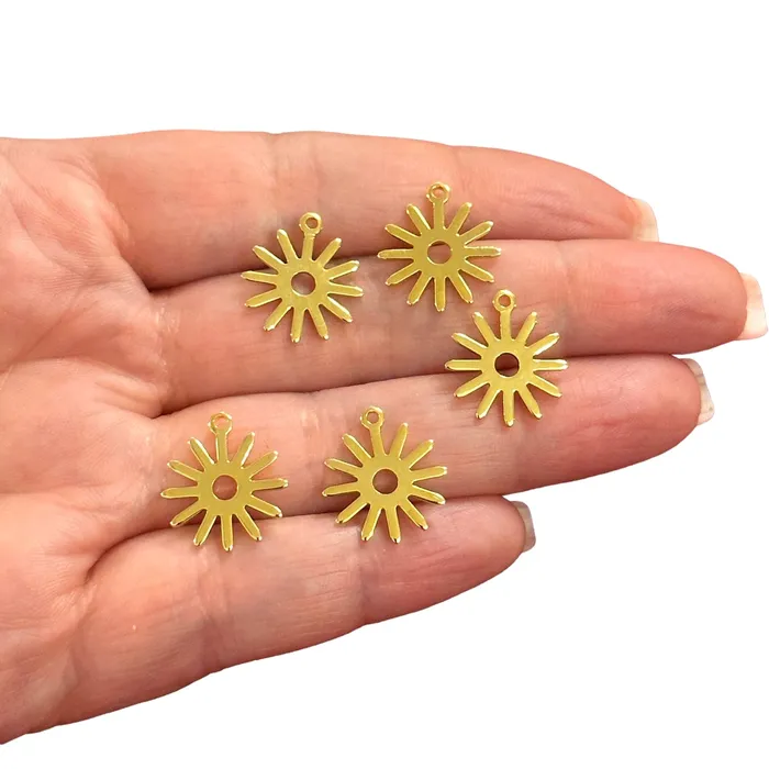 24Kt Gold Plated Flower Charms5 pcs in a pack Peppy Beads Earrings