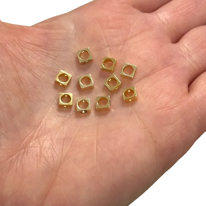 24Kt Gold Plated Hollow Square Spacer Charms 10 pcs in a pack Peppy Beads Earrings 24Kt Gold Plated Hollow Square Spacer Charms 10 pcs in a pack Peppy Beads Earrings