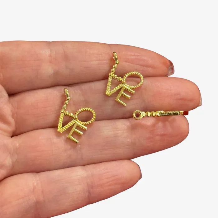 24Kt Gold Plated Love Charms 2 pcs in a pack Peppy Beads Earrings