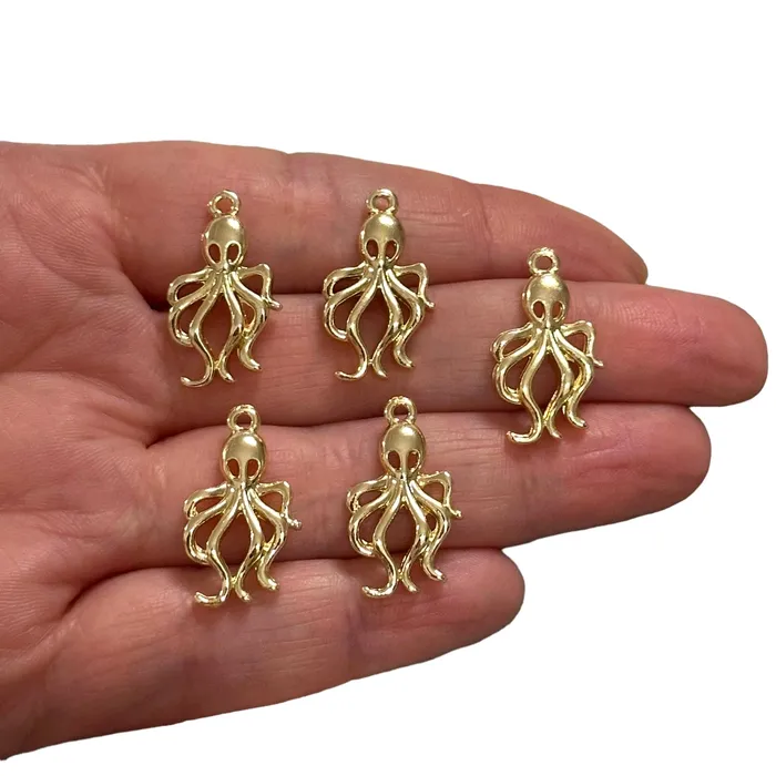 24Kt Gold Plated Octopus Charms Gold Under the Sea Charms 5 pcs in a pack Peppy Beads Earrings 24Kt Gold Plated Octopus Charms Gold Under the Sea Charms 5 pcs in a pack Peppy Beads Earrings