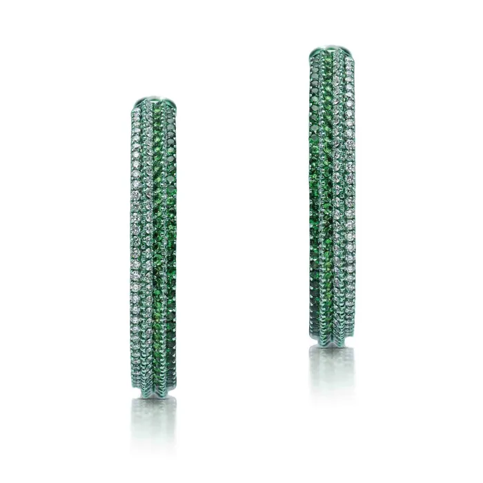 672 Carat Tsavorite Garnet Inside Out Hoop Earrings Stephen Silver Fine Jewelry Earrings