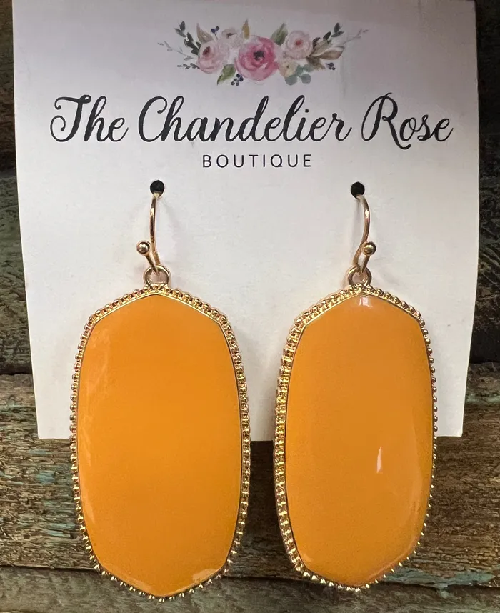 ACE WHOLESALE Earrings GOLD BACK DANGLE HOOP EARRINGS MUSTARD
