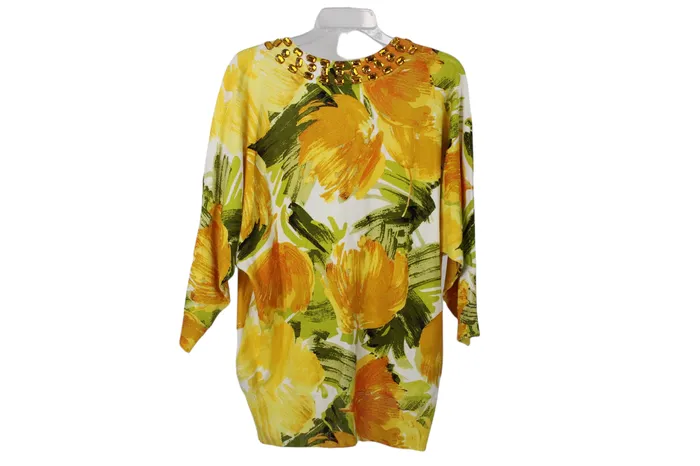 Adrienne Vittadini Earrings Adrienne Vittadini Silk Blend Yellow Knit Sweater Top XL Adrienne Vittadini Earrings Adrienne Vittadini Silk Blend Yellow Knit Sweater Top XL