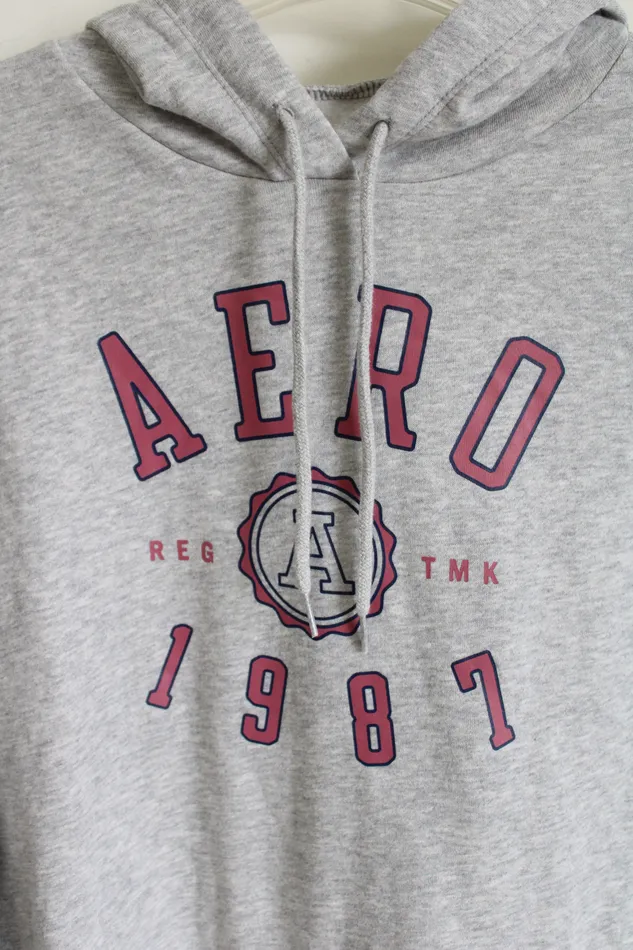 Aeropostale Aeropostale Gray Soft Logo Hoodie S Earrings