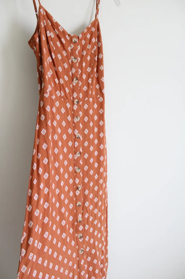 Aeropostale Earrings Aeropostale Orange Midi Button Down Dress XS