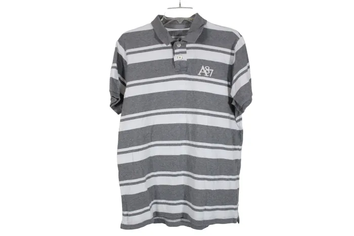 Aeropostale Gray Striped Fitted Polo Shirt L Aeropostale Earrings