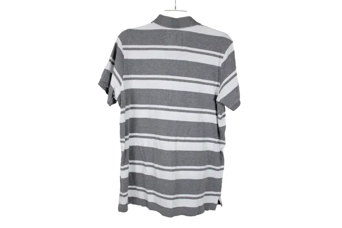 Aeropostale Gray Striped Fitted Polo Shirt L Aeropostale Earrings
