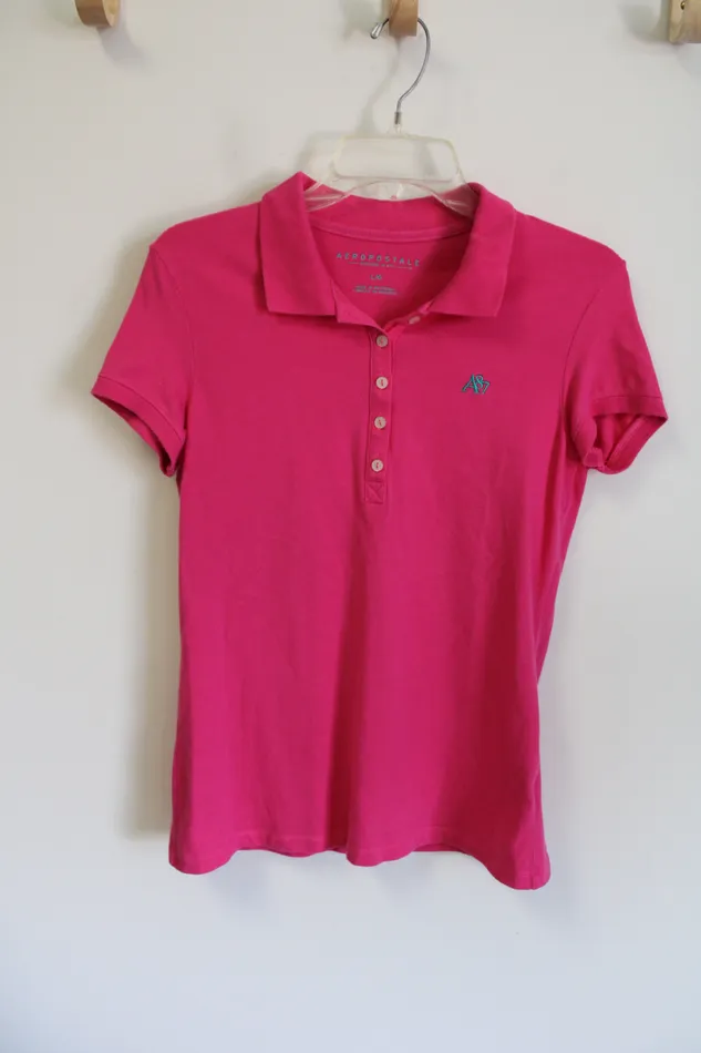 Aeropostale Pink Polo Shirt L Aeropostale Earrings