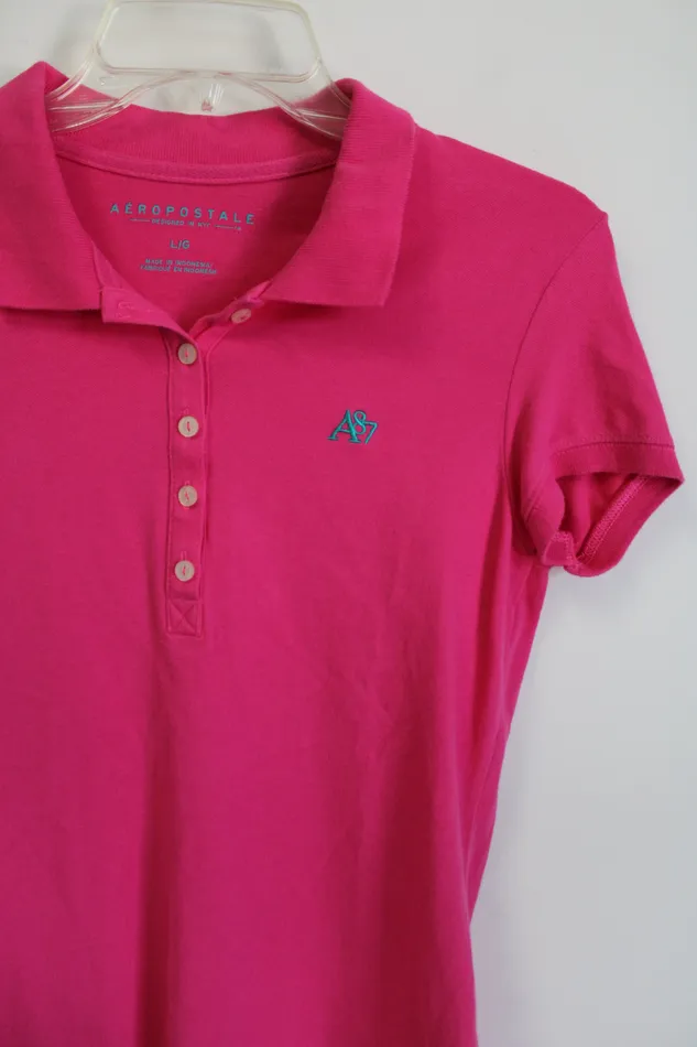 Aeropostale Pink Polo Shirt L Aeropostale Earrings
