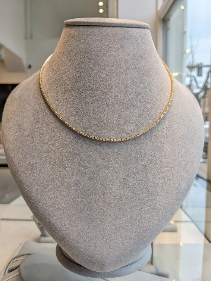 All The Way Yellow Gold 165cts Diamond 1600 Tennis Choker Necklace RACHEL LYNN CHICAGO Necklaces