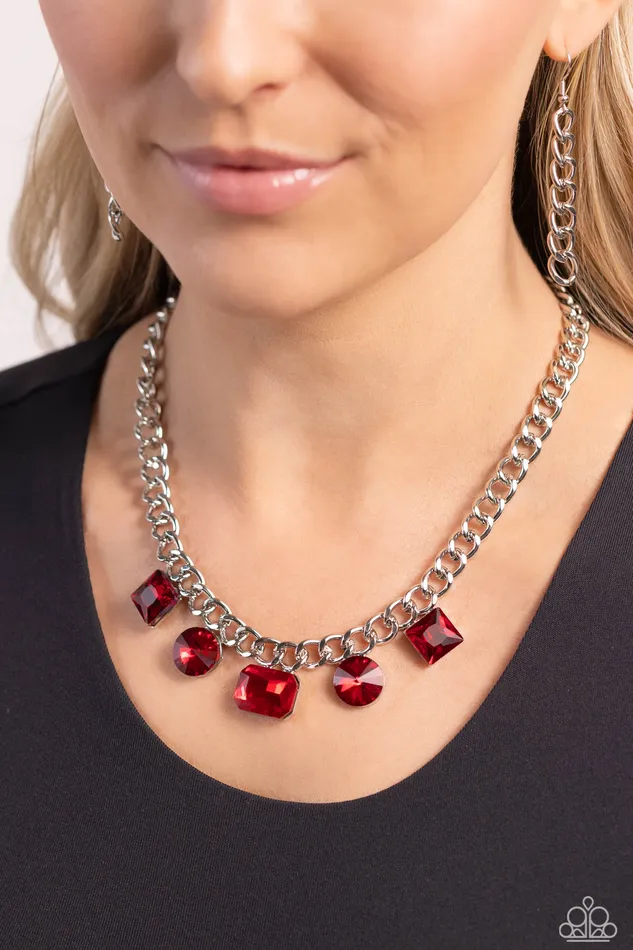 Alternating Audacity Red Paparazzi Accessories Earrings