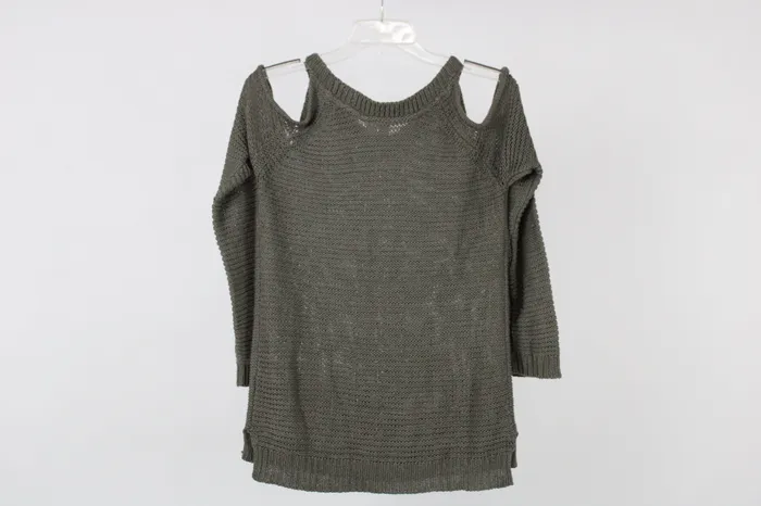 Alya Olive Green Bare Shoulder Knit Sweater S Alya Earrings