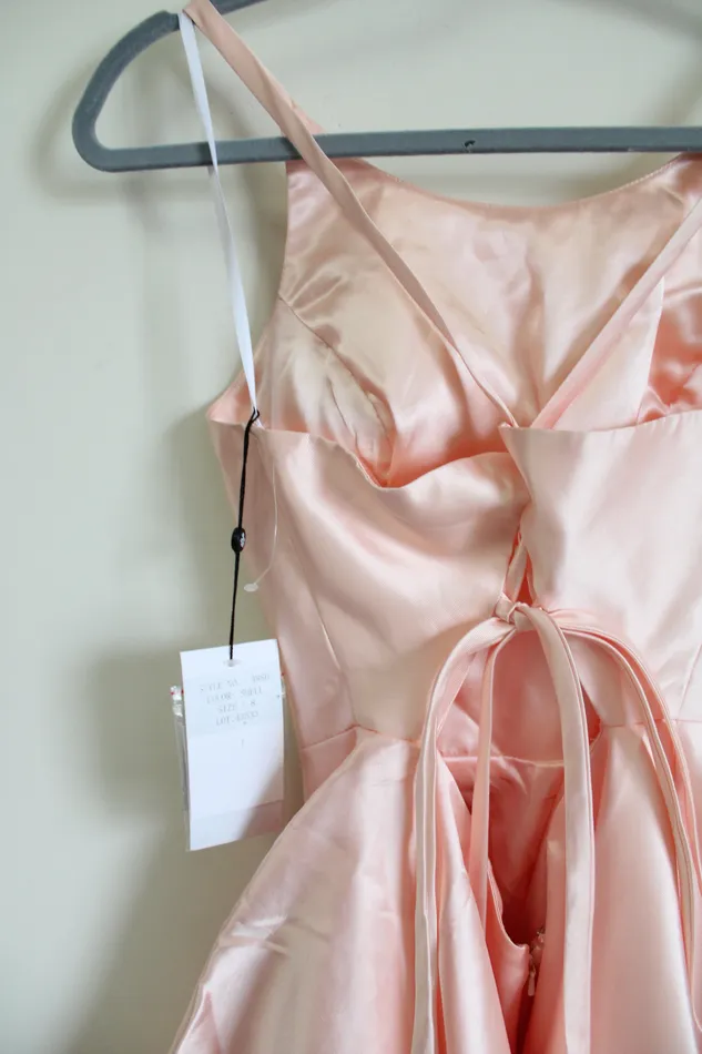 Alyce Earrings NEW Aylce Paris Shell Peach Pink Taffeta Dress 8
