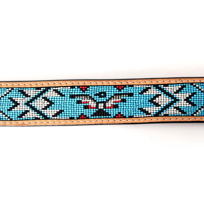 AMERICAN DARLING Necklaces AMERICAN DARLING LEATHER TOOLED AND BEADED BELT ADBLF144