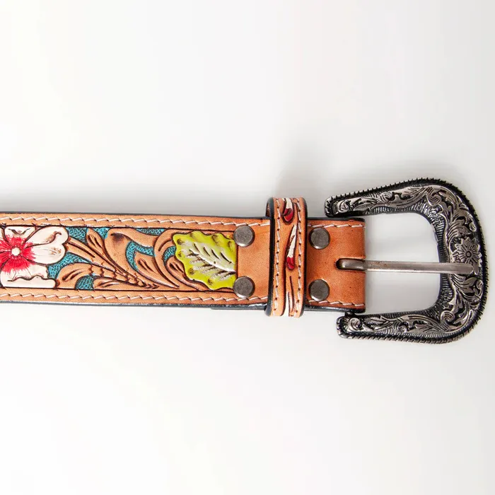 AMERICAN DARLING Necklaces AMERICAN DARLING LEATHER TOOLED AND BEADED BELT ADBLF144