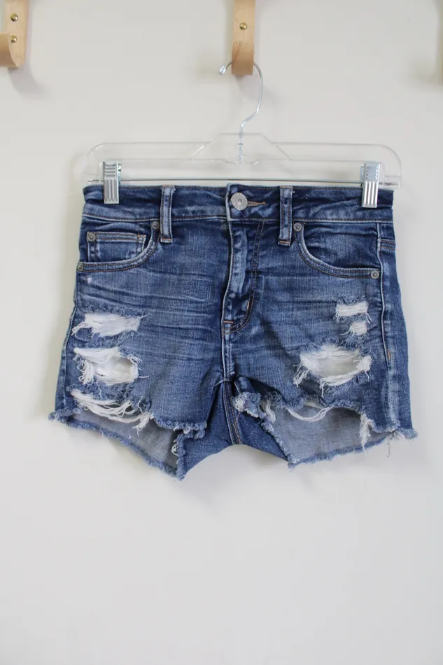 American Eagle Earrings American Eagle NeXt Level Stretch Distressed HiRise Shortie Denim Shorts 0 American Eagle Earrings American Eagle NeXt Level Stretch Distressed HiRise Shortie Denim Shorts 0