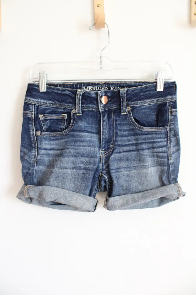American Eagle Outfitters Super Stretch Kick Boot Cuffed Jean Shorts 4 American Eagle Earrings American Eagle Outfitters Super Stretch Kick Boot Cuffed Jean Shorts 4 American Eagle Earrings